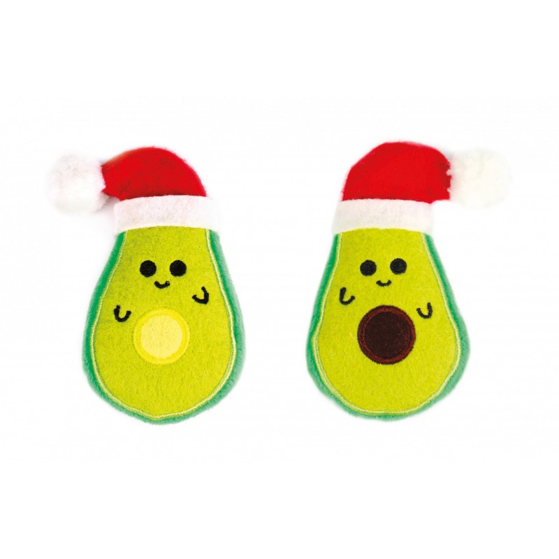 Xmas Cat Toy Aguacate con Gorro 11x5x2cm